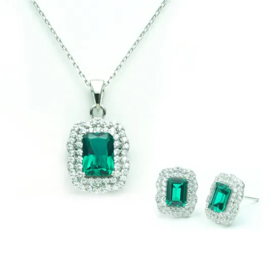 OEM jolie mode en argent sterling pierres précieuses boucles d'oreilles collier ensemble de bijoux pour femme