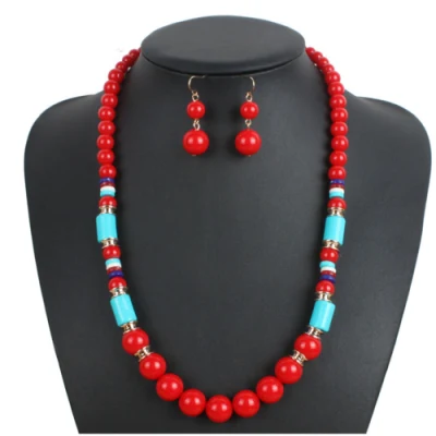 Ensemble de bijoux et boucles d'oreilles en perles rouges, nouveau produit à la mode