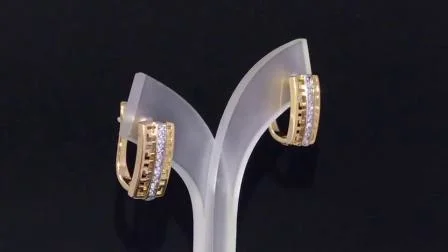 Mode 18K plaqué or en alliage d'argent bijoux Stud Drop Hoop Huggie CZ boucles d'oreilles avec cristal pour les femmes