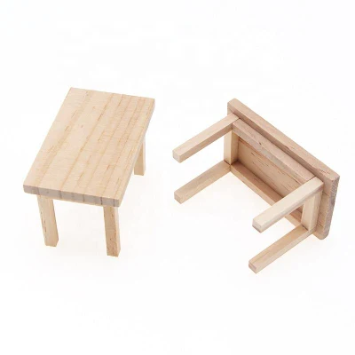Maison de poupée Miniature en bois, modèle de Table rectangulaire, jouets, accessoires de meubles à monter soi-même