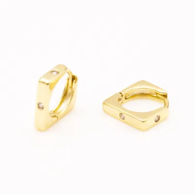 Boucles d'oreilles créoles carrées en argent Sterling CZ, bijoux à la mode en or personnalisé, vente en gros