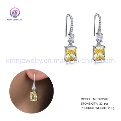 Boucles d'oreilles pendantes en cristal 2022, boucles d'oreilles en argent Sterling avec Zircon canari, pierres précieuses jaunes CZ 925