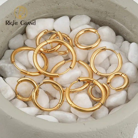 Boucles d'oreilles Huggie Hoop rondes et épaisses en or rose bon marché et abordables