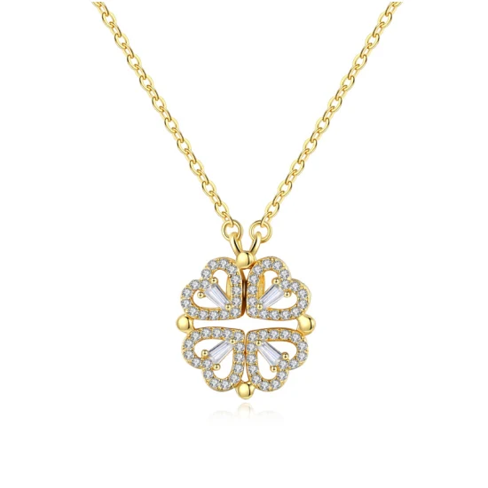 Offre spéciale 925 en argent Sterling trèfle à quatre feuilles coeur magnétique pendentif femmes collier bijoux